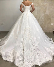 Load image into Gallery viewer, Tulle Ball Gown Off Shoulder Wedding Dresses Lace Embroidery
