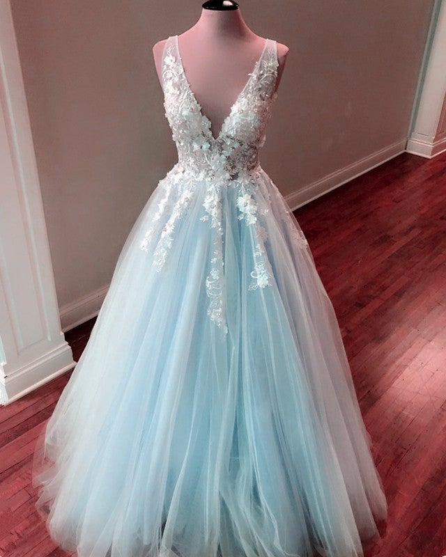 Princess Ball Gown Tulle Prom Evening Dresses Lace Embroidery – alinanova