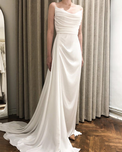 Sexy Sheath Wedding Dress Satin Strapless-alinanova