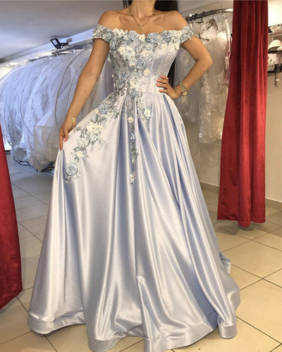 Light Blue Prom Dresses Satin