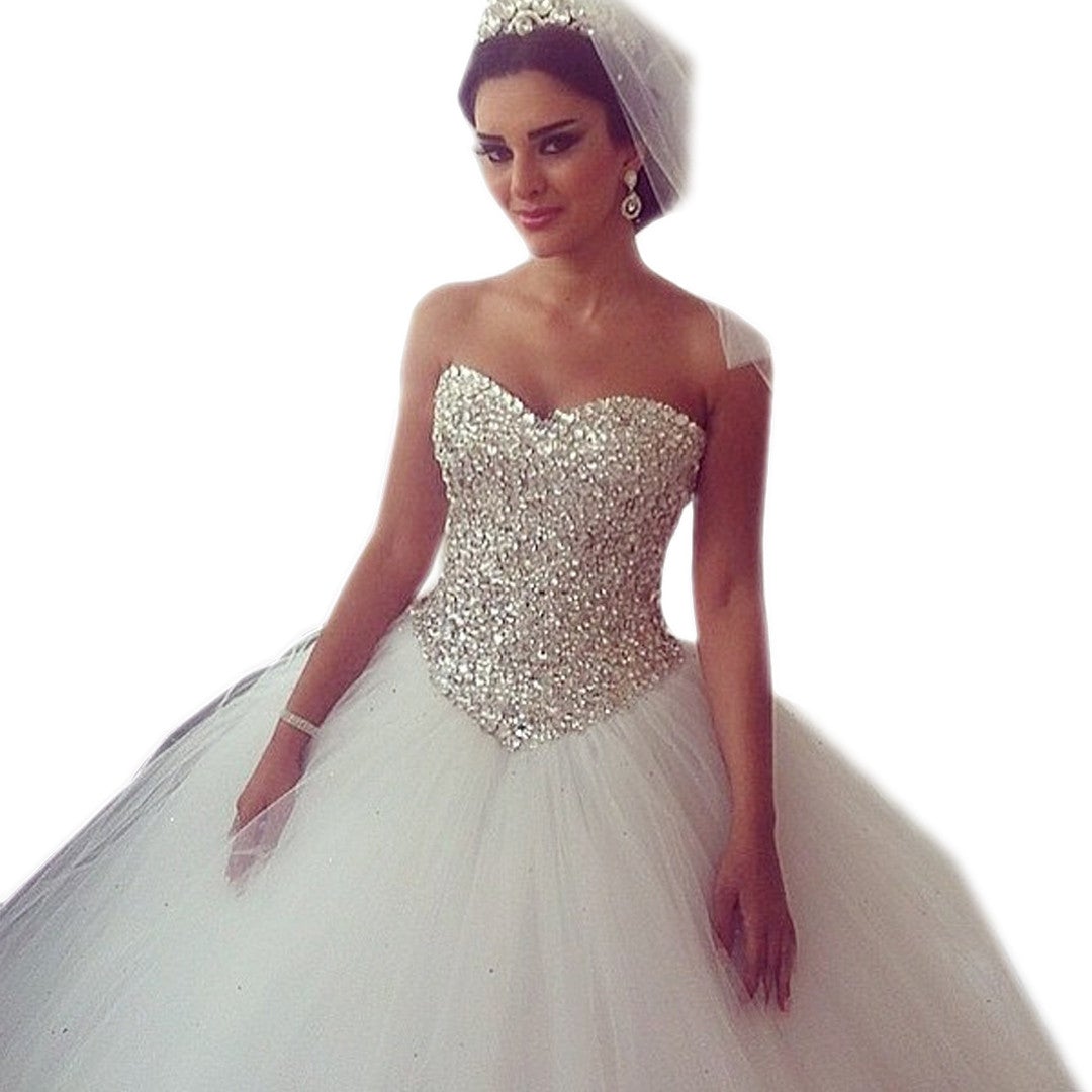 crystal beading sweetheart bodice corset princess wedding dresses –  alinanova